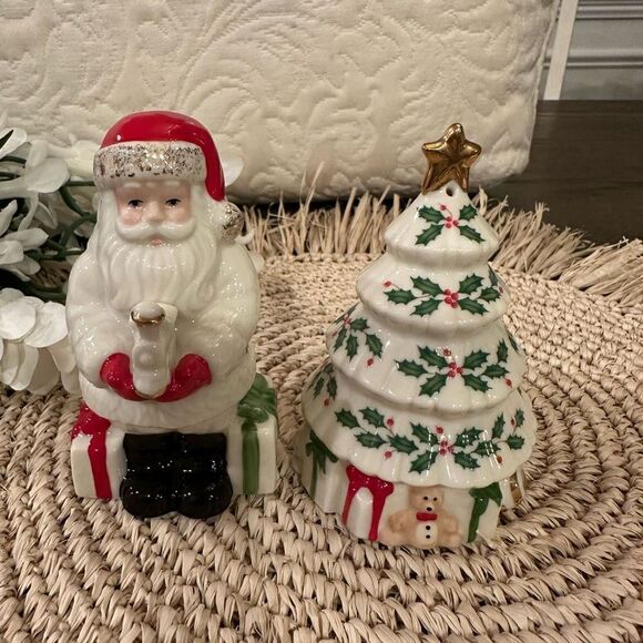 Lenox Holiday Santa and Christmas Tree Salt and Pepper Shakers 4in‎ NEW - Picture 6 of 6